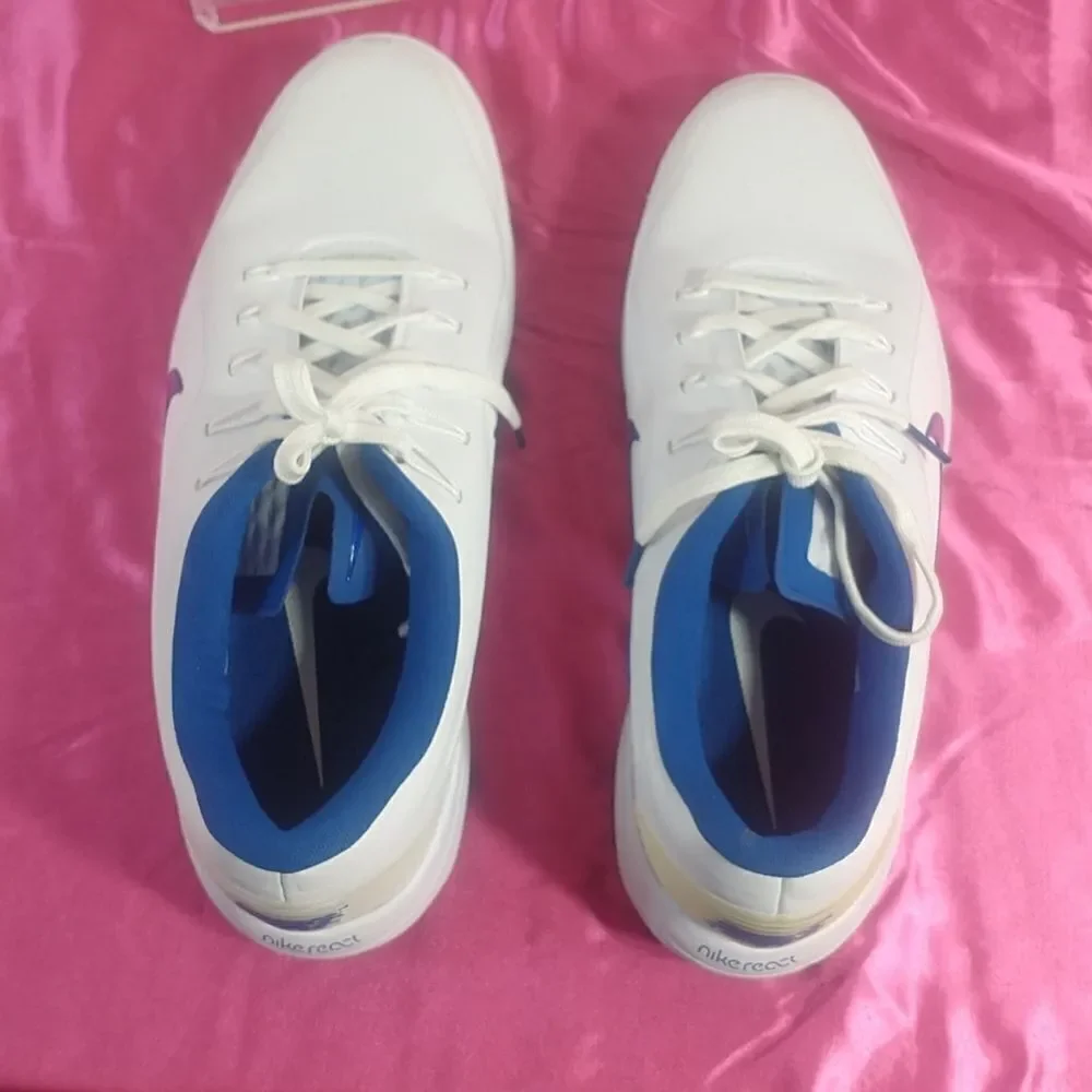 Nike Mens SZ 9 React Vapor 2 Golf Shoes White Blue BV1135-102 NWOB.